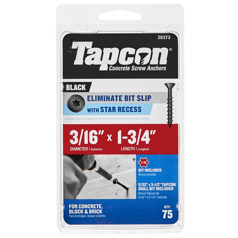 ITW BRANDS - TAPCON Tapcon 28373 Concrete Screw Anchor, 3/16 in Dia, 1-3/4 in L, Steel, Climaseal HARDWARE & FARM SUPPLIES ITW BRANDS - TAPCON
