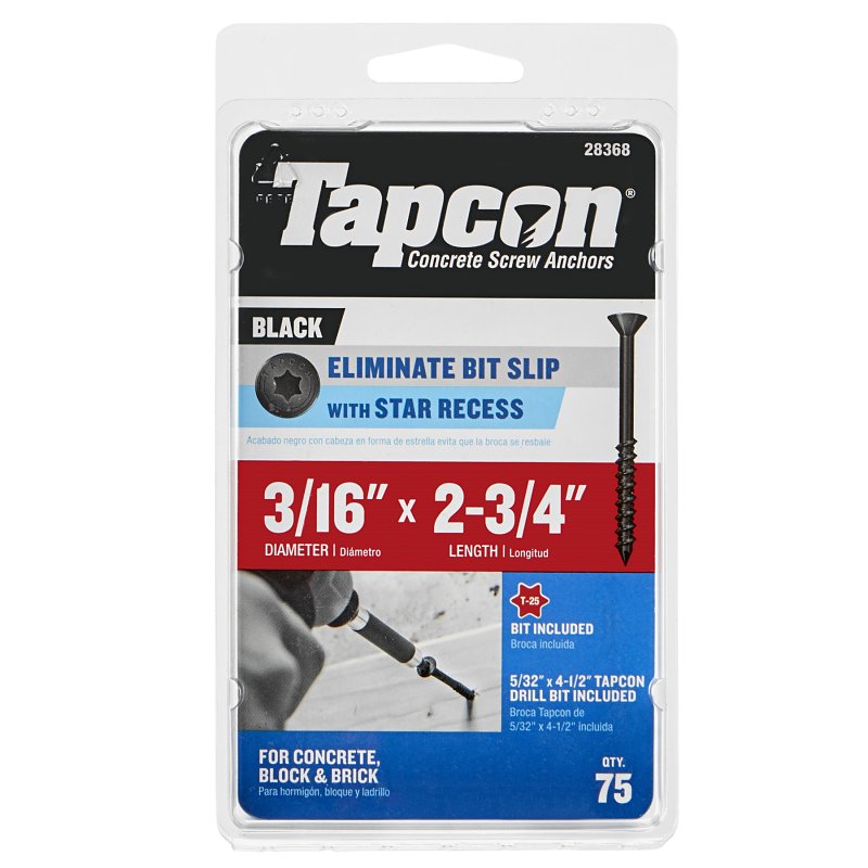 ITW BRANDS - TAPCON Tapcon 28368 Concrete Screw Anchor, 3/16 in Dia, 2-3/4 in L, Steel, Climaseal HARDWARE & FARM SUPPLIES ITW BRANDS - TAPCON