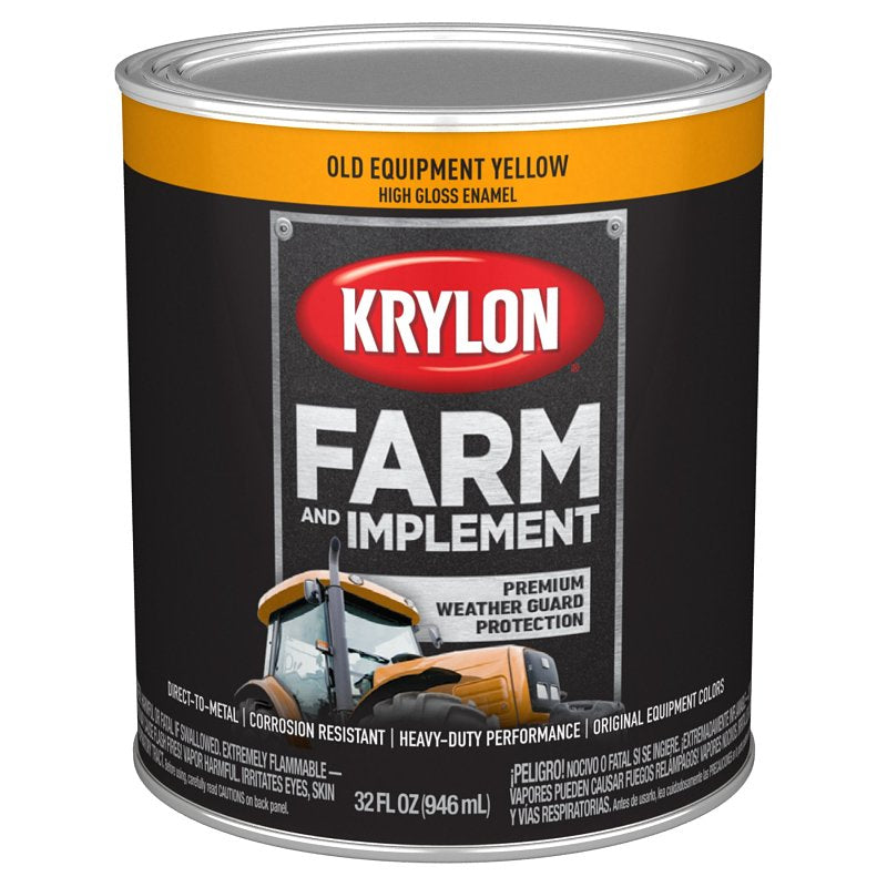 KRYLON Krylon Farm & Implement Series K02042000 Farm Equipment Paint, High-Gloss, Old Equipment Cat Yellow, 1 qt PAINT KRYLON