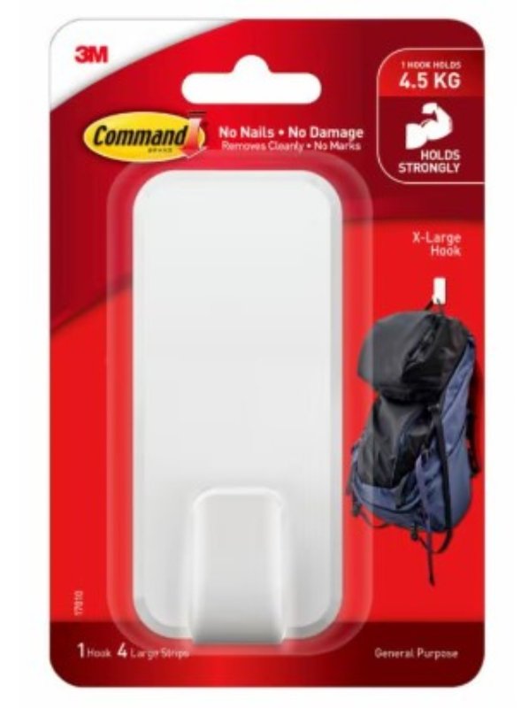 COMMAND Command 17010-ES Extra Large Hook, 4.54 kg, White