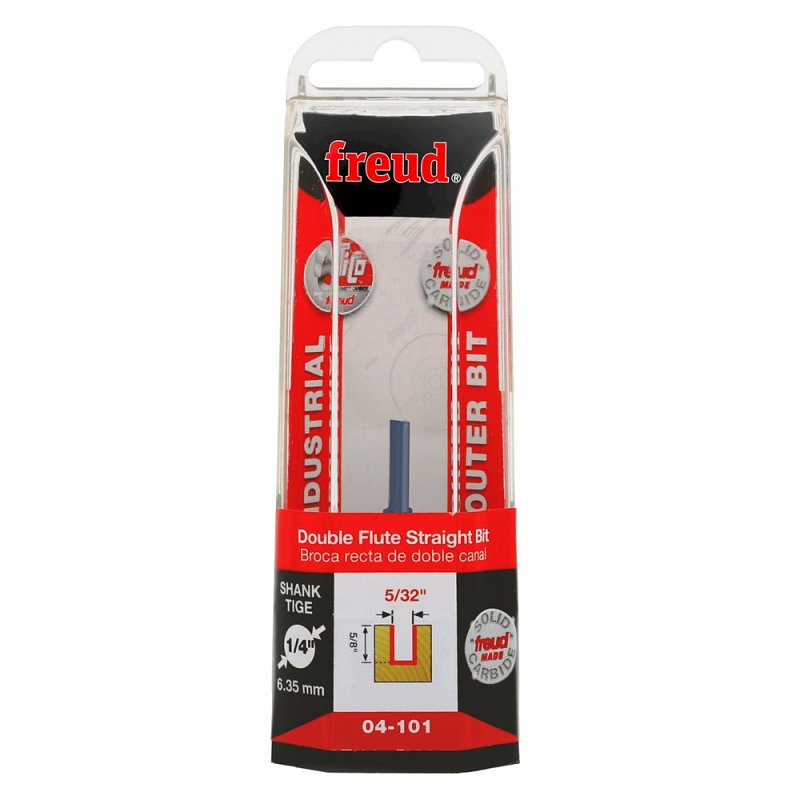 DIABLO Freud 04-101 Double Flute Straight Bit, 5/32 in Dia Cutter, 5/8 in L Cutting, 1-1/2 in OAL, 1/4 in Dia Shank, 2-Cutter TOOLS DIABLO