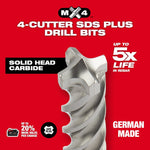 MILWAUKEE Milwaukee MX4 48-20-7246 Hammer Drill Bit, 1 in Dia, 18 in OAL, Spiral Flute, 4-Flute, SDS-Plus Shank TOOLS MILWAUKEE