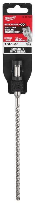 MILWAUKEE Milwaukee MX4 48-20-7332 4-Cutter Rotary Hammer Drill Bit, 1/4 in Dia, 8 in OAL, 13/32 in Dia Shank