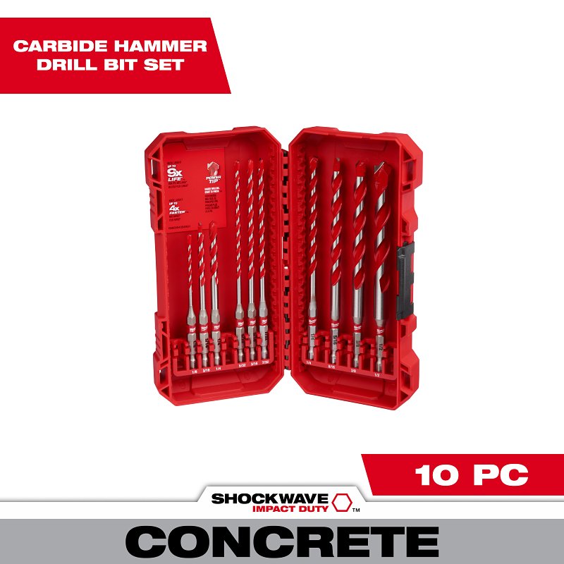 MILWAUKEE Milwaukee SHOCKWAVE Impact Duty Series 48-20-9058 Drill Bit Set, 10-Piece, Carbide