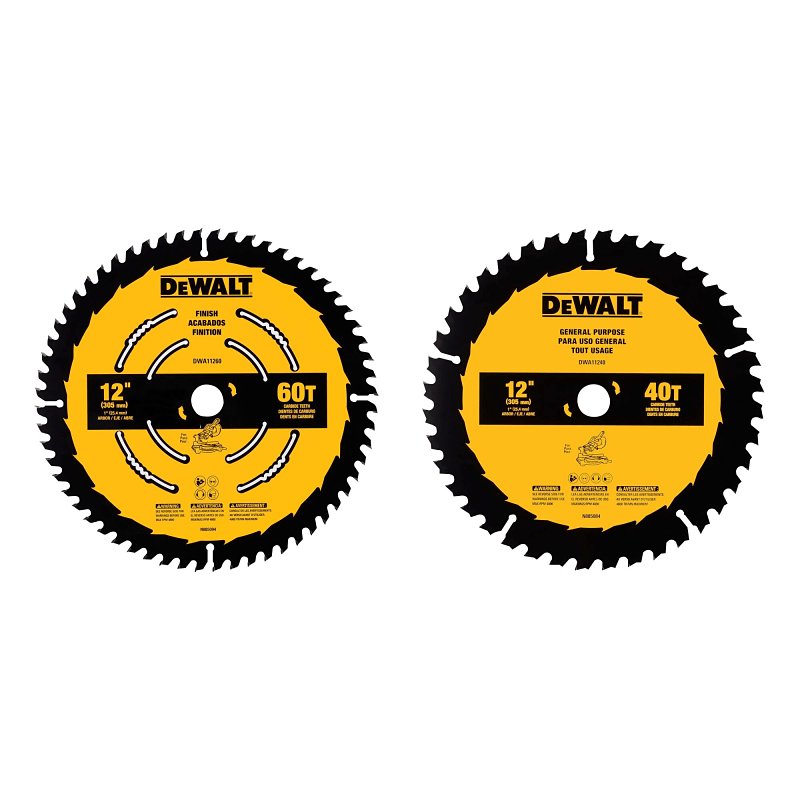 DEWALT DEWALT DWA112CMB Series Circular Saw Blade Set, Specifications: 1 in Arbor Size, 0.098 in Kerf, 40 Teeth, Carbide, 2/PK