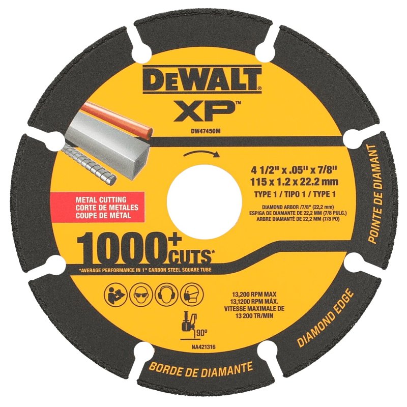 DEWALT DEWALT DW47450M Cut-Off Wheel, 4-1/2 in Dia, 0.05 in Thick, 7/8 in Arbor, Diamond Abrasive