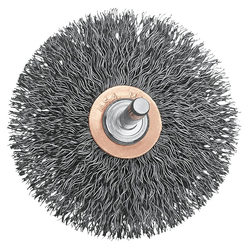 DEWALT DEWALT DW4903 Circular Small Wire Brush, 3 in Dia, 1/4 in Arbor/Shank, Crimped Bristle, 0.014 in Dia Bristle