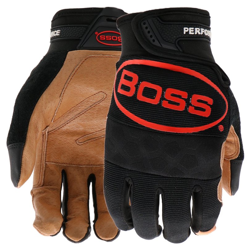 BOSS MFG Boss Job Master B51111-XL Work Gloves, Men's, XL, Reinforced Thumb, Hook and Loop Wrist, Slip-On, Spandex, Black