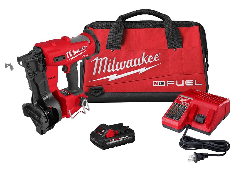 MILWAUKEE Milwaukee M18 2909-21 Coil Roofing Nailer Kit, Battery Included, 18 V, 3 Ah, 1100 Magazine, 15 deg Collation TOOLS MILWAUKEE