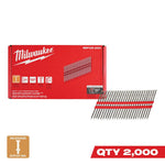 MILWAUKEE Milwaukee MDP16D-2000 Collated Duplex Nail, 16D, 3-5/8 in L, Steel, Silver, Round Head, Smooth Shank