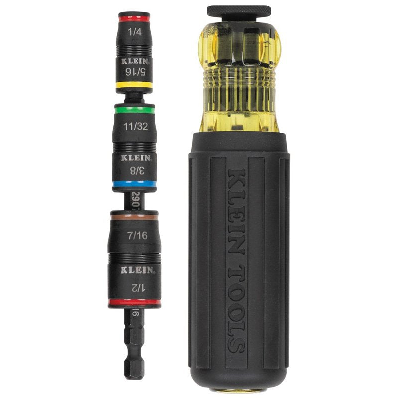 KLEIN Klein Tools 32900 7-in-1 Impact Flip Socket with Handle, 1/4 in Drive, 7 in OAL, Black/Yellow Handle, Magnetic TOOLS KLEIN