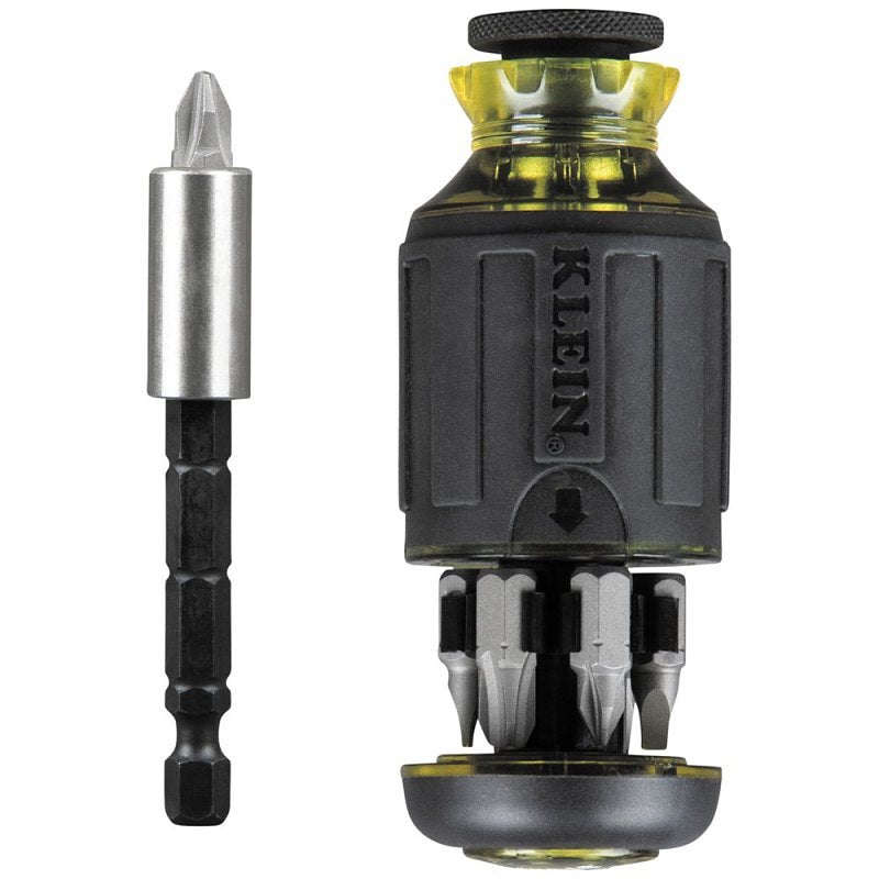 KLEIN Klein Tools 32308 Multi-Bit Screwdriver, 1/4 in Drive, 4.81 in OAL, Plastic Handle, Cushioned Handle TOOLS KLEIN