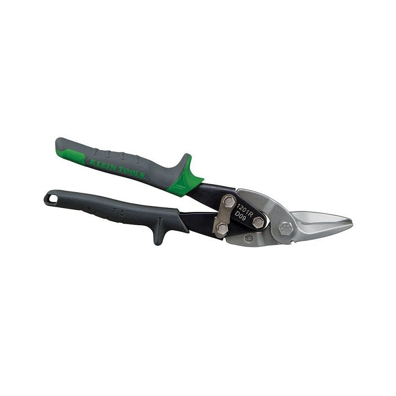 KLEIN Klein Tools 1201R Aviation Snip, 10.063 in OAL, 1-1/2 in L Cut, Right, Straight Cut, Steel Blade, Green Handle TOOLS KLEIN