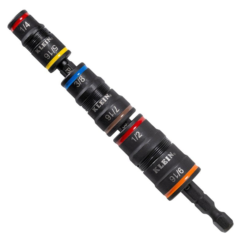 KLEIN Klein Tools 32933 Impact Flip Socket Set, Steel, Manganese Phosphate, Specifications: 1/4 in Drive Size