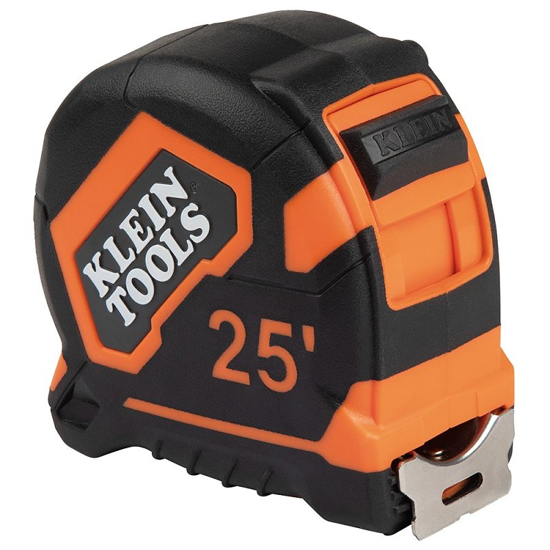 KLEIN Klein Tools 9125 Tape Measure, 25 ft L Blade, 1 in W Blade, Steel Blade, ABS Case, Black/Orange Case