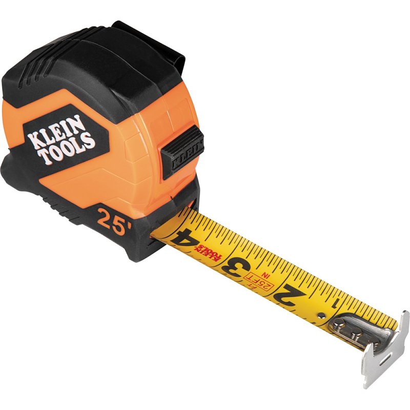 KLEIN Klein Tools 9525 Tape Measure, 25 ft L Blade, 1-1/8 in W Blade, Steel Blade, ABS Case, Black/Orange Case ELECTRICAL KLEIN