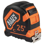 KLEIN Klein Tools 9225 Tape Measure, 25 ft L Blade, 1-1/8 in W Blade, Steel Blade, Plastic Case, Black/Orange Case ELECTRICAL KLEIN