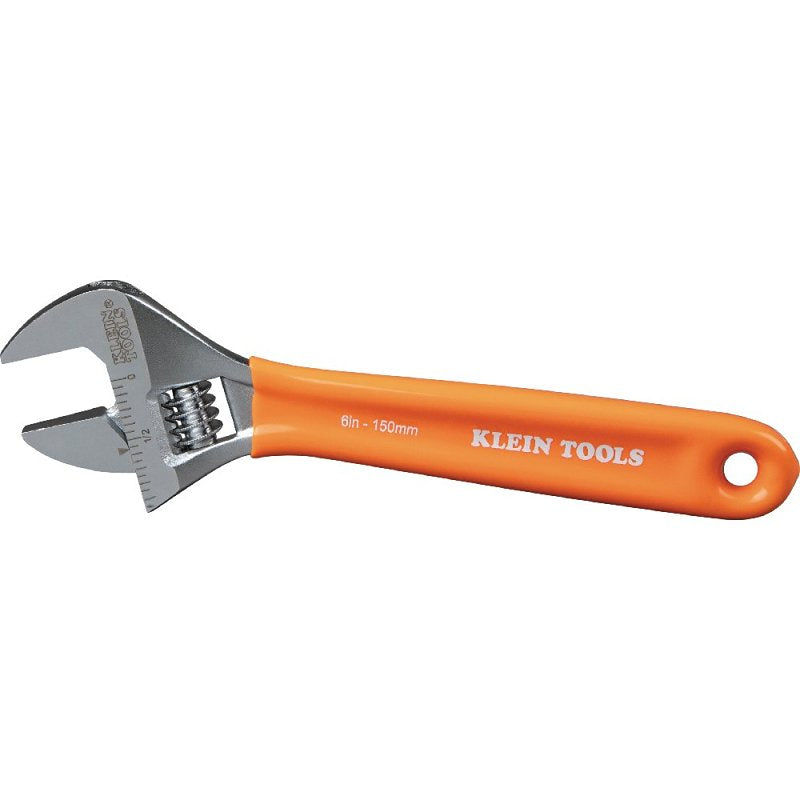 KLEIN Klein Tools O5076 Adjustable Wrench, 6-1/4 in OAL, 1.06 in Jaw, Steel, Chrome-Plated, Contoured Handle