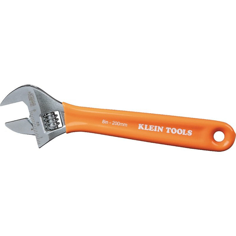 KLEIN Klein Tools O5078 Adjustable Wrench, 8-1/4 in OAL, 1.29 in Jaw, Steel, Chrome-Plated, Contoured Handle