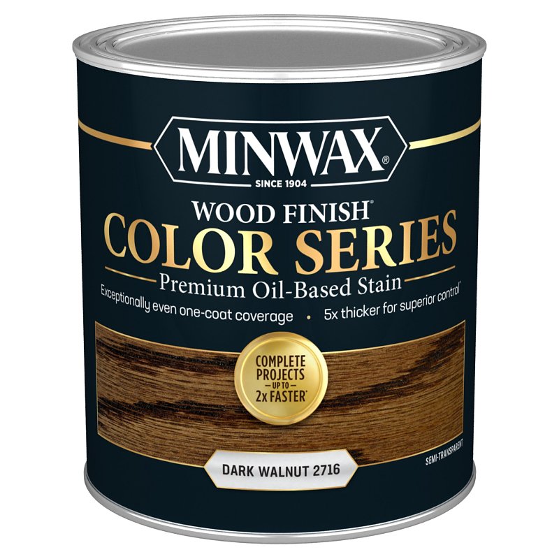 MINWAX Minwax Wood Finish Color Series 800012000 Interior Wood Stain, Semi-Transparent, Dark Walnut, Liquid, 1 qt