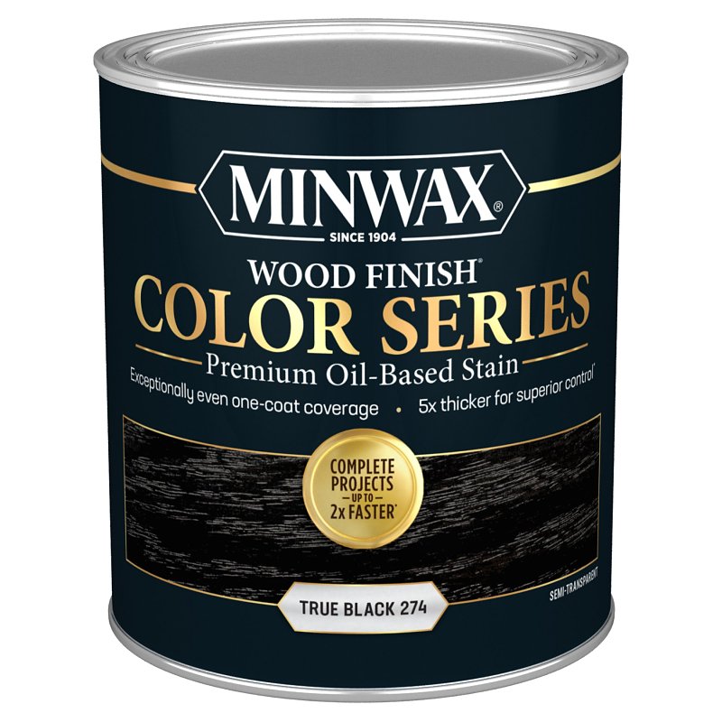 MINWAX Minwax Wood Finish Color Series 800610000 Interior Wood Stain, Semi-Transparent, True Black, Liquid, 1 qt