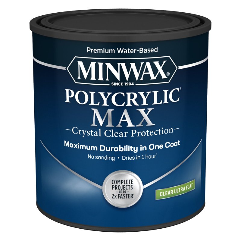 MINWAX Minwax Polycrylic 644445555 Interior Wood Stain, Ultra Flat, Clear, Liquid, 1 qt PAINT MINWAX
