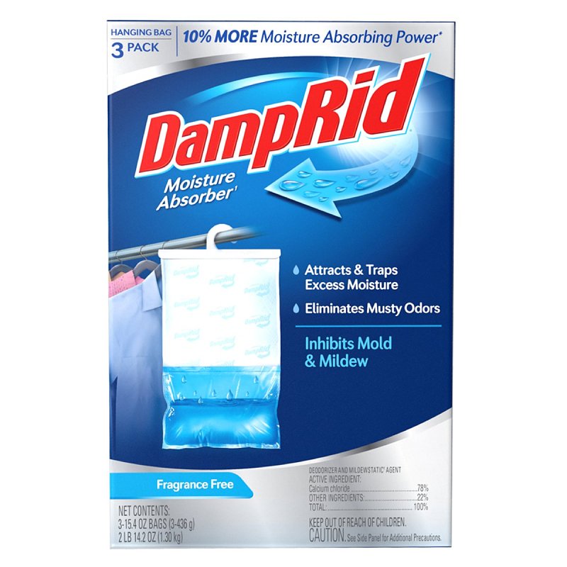 DAMPRID DampRid FG83FFESB Hanging Moisture Absorber, 15.4 oz, Bag, Solid, Fragrance Free