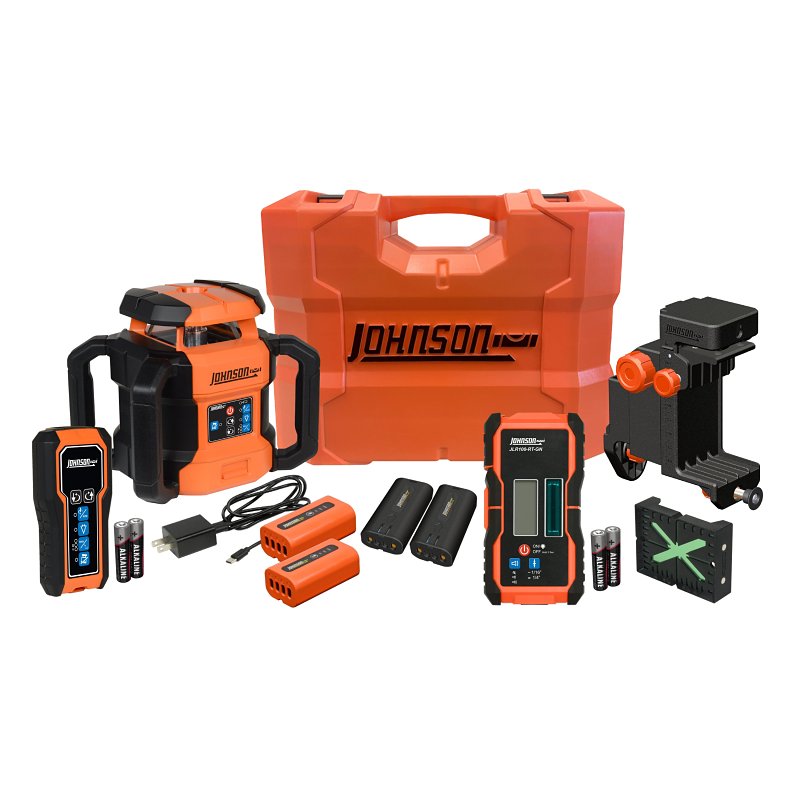 HULTAFORS Johnson GreenBrite JRT300-GNHV-K Dual Slope Rotary Laser Kit, 350 ft Interior, 4000 ft Exterior, 3-Beam, Green Laser