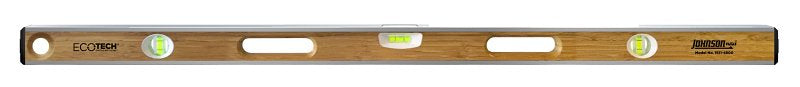 HULTAFORS Johnson Eco-Tech 1611-4800 Level with Vial, Non-Magnetic, Aluminum/Bamboo/Polycarbonate, Brown