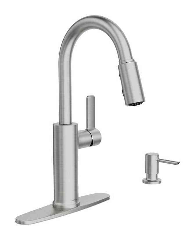MOEN Moen Durani 87070 Series 87070SRS Pull-Down Kitchen Faucet, 1.5 gpm, 1-Handle, 1, 2, 3, 4-Faucet Hole, Metal PLUMBING, HEATING & VENTILATION MOEN