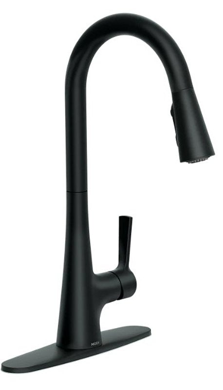 MOEN Moen Mikah 87069 Series 87069BL Pull-Down Kitchen Faucet, 1.5 gpm, 1-Faucet Handle, 1, 3-Faucet Hole, Metal