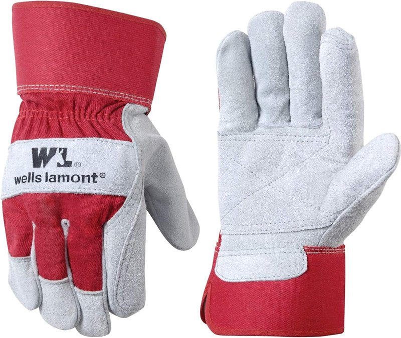 WELLS LAMONT Wells Lamont 4050-XL Heavy-Duty Work Gloves, Men's, XL, 10 to 10-1/2 in L, Cowhide Leather, Gray/Orange/Red CLEANING & JANITORIAL SUPPLIES WELLS LAMONT