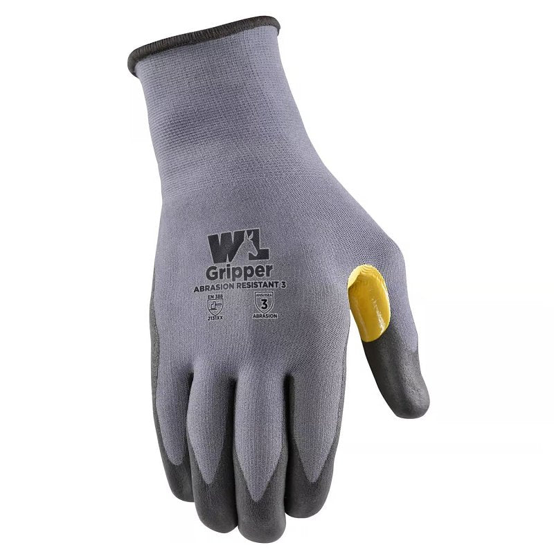 WELLS LAMONT Wells Lamont 691-XL-020 Gripper Grip Gloves, Men's, XL, Saddle Thumb, Nitrile Coating, Nylon, Gray/Yellow CLOTHING, FOOTWEAR & SAFETY GEAR WELLS LAMONT