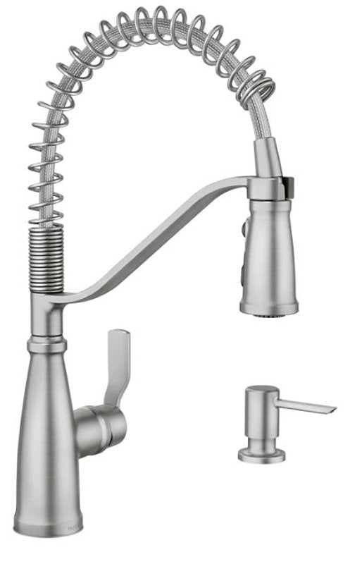 MOEN Moen Nolia 87886 Series 87886SRS Kitchen Faucet, 1.5 gpm, 1-Handle, 1, 3-Hole, Metal, Stainless, Lever Handle PLUMBING, HEATING & VENTILATION MOEN