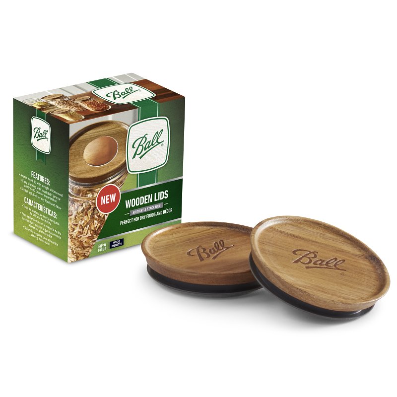 BALL Ball 2141326 Lid, Wide Mouth, Acacia Wood, 3/PK HOUSEWARES BALL