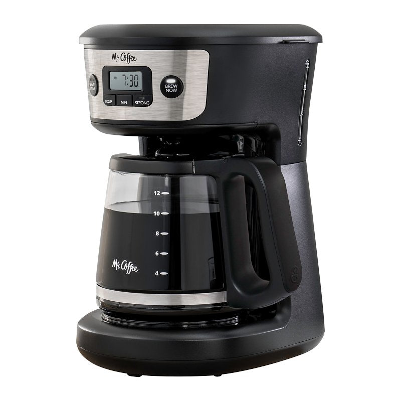 SUNBEAM RIVAL Mr. Coffee 2176620 Programmable Coffee Maker, 12 Cups Capacity, 900 W, Plastic/Stainless Steel, Black/Stainless Steel