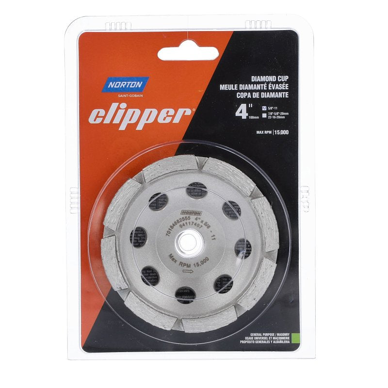 NORTON CLIPPER Norton Clipper 70184682555 Classic General-Purpose Cup Wheel, 4 in Dia, 0.21 in Thick, 5/8 in Arbor TOOLS NORTON CLIPPER