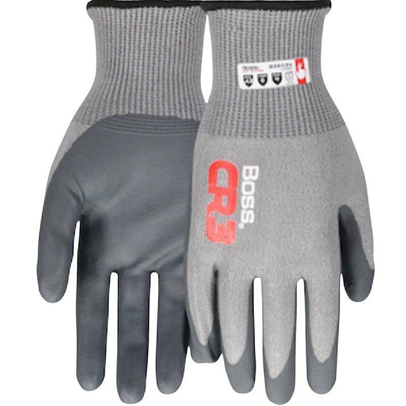 BOSS MFG Boss CR3 B35034-M Cut-Resistant Gloves, M, Elastic Cuff, Nitrile Coating, Nylon, Dark Gray