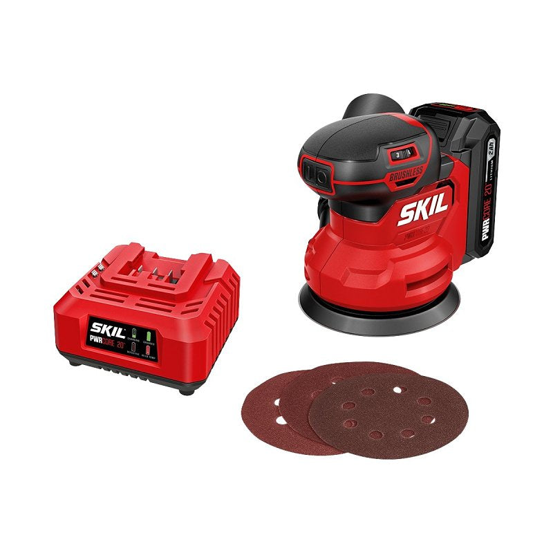 SKIL Skil SR7603B-10 Orbital Sander Kit, Battery Included, 20 V, 2 Ah, 5 in Pad/Disc, 7000 to 11,000 opm Load Speed TOOLS SKIL