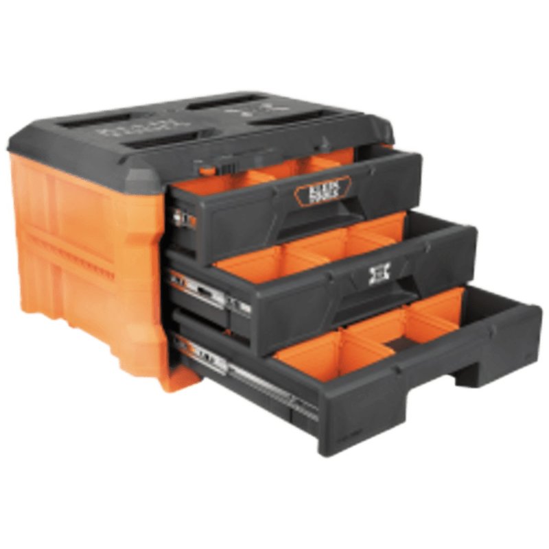 KLEIN Klein Tools MODbox 54823MB Toolbox, 50 lb, 3-Drawer, Polymer, Orange, 22.3 in L x 16.4 in W x 14.4 in H Dimensions TOOLS KLEIN