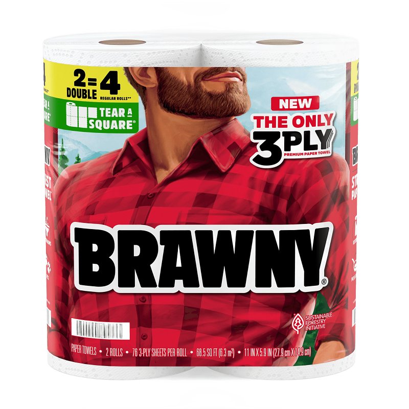 BRAWNY Brawny Tear-A-Square 44573 Paper Towel Roll, 3-Ply