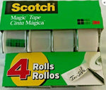 3M Scotch Magic 3105 Transparent Tape, 300 in L, 3/4 in W, Plastic Backing