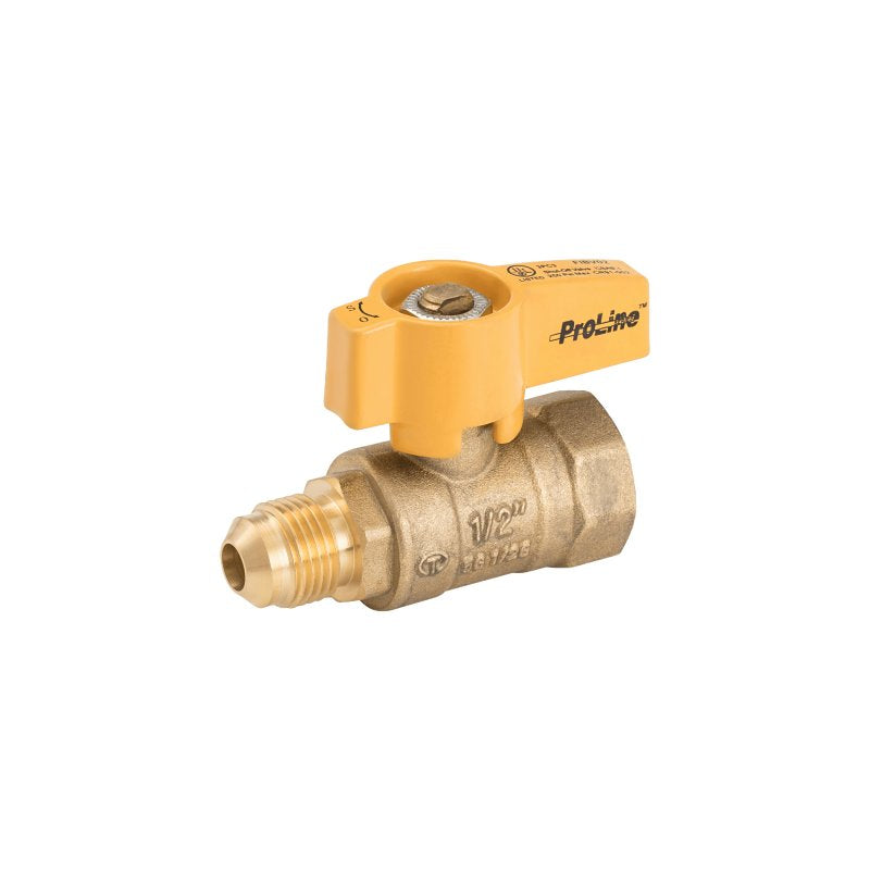 B & K INDUSTRIES ProLine Series 114-623HN 2-Piece Gas Valve, 1/2 in Connection, Flare x FIP, 175 psi Pressure, Lever Actuator, Brass Body