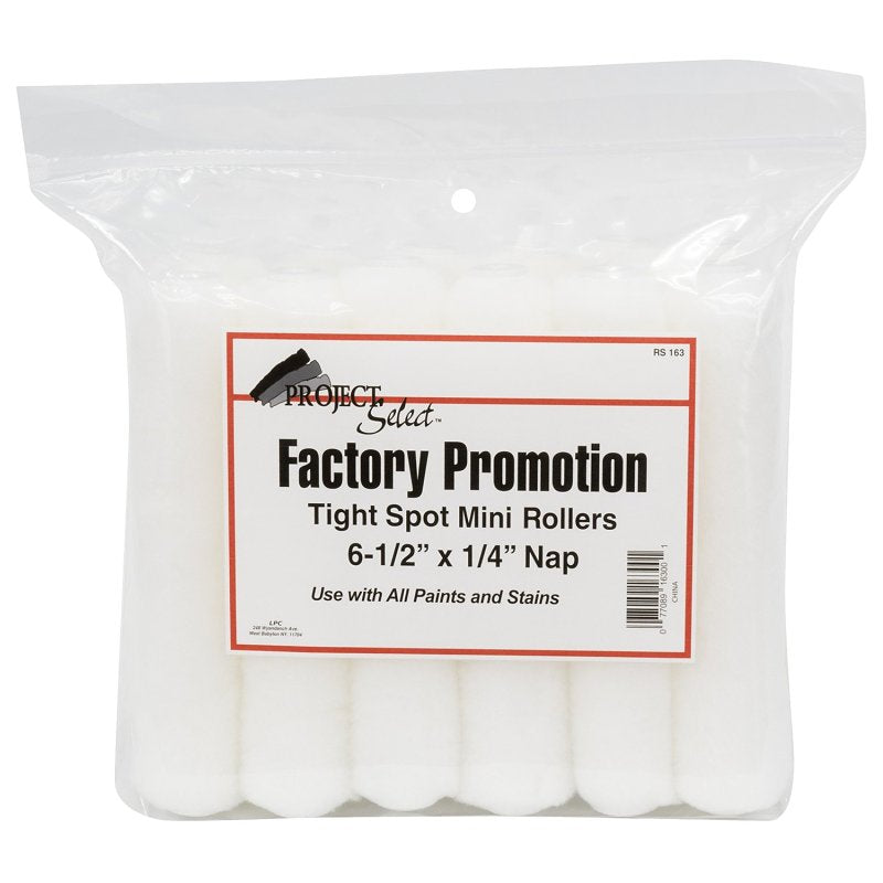 LINZER PRODUCTS Linzer Project Select Series RS163 0650 Mini Roller Refill, 1/4 in Thick Nap, 6-1/2 in L
