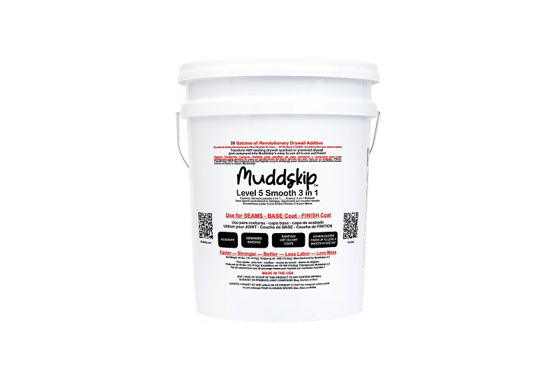 MUDDSKIP LLC Muddskip Level 5 MSSM5382 3-in-1 Smooth Drywall Additive, 5 gal Bucket
