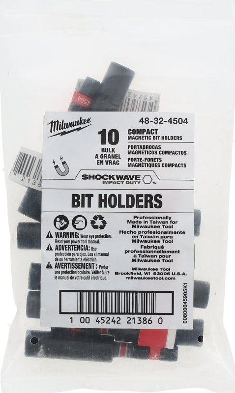MILWAUKEE ELECTRIC TOOLS Milwaukee SHOCKWAVE 48-32-4504 Impact Magnetic Bit Holder with C-Ring, High-Speed Steel