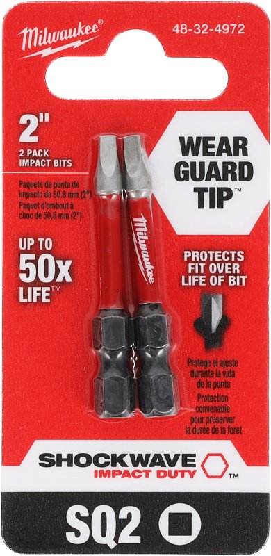 MILWAUKEE ELECTRIC TOOLS Milwaukee SHOCKWAVE 48-32-4972 Impact-Duty Power Bit, #2 Drive, Square Drive, 2 in L, Alloy Steel