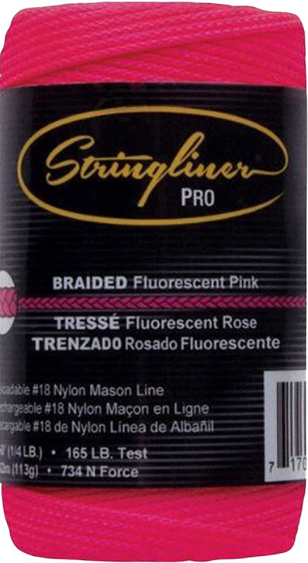 STRINGLINER BY U.S. TAPE Stringliner 35162 Construction Line, #18 Dia, 250 ft L, 0.25 lb Working Load, Nylon, Fluorescent Pink