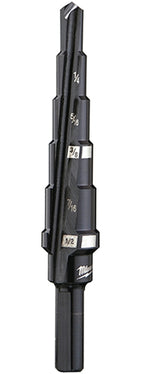 MILWAUKEE Milwaukee 48-89-9202 Step Drill Bit, 3/16 to 1/2 in Dia, 3-5/64 in OAL, 2-Flute, 1/4 in Dia Shank, Flat Shank TOOLS MILWAUKEE