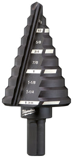 MILWAUKEE Milwaukee 48-89-9205 #5 Step Drill Bit, 1/4 to 1-3/8 in Dia, 3-3/64 in OAL, Straight Flute, 2-Flute TOOLS MILWAUKEE